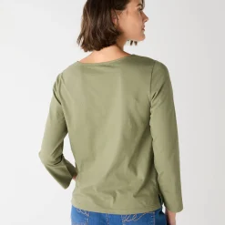 Marineshirt met lange mouwen, geborduurd hartje in effen of luipaard