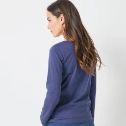 Marineshirt met lange mouwen, geborduurd hartje in effen of luipaard