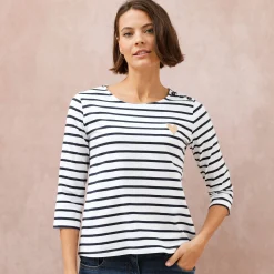 Marine-T-shirt met goudkleurig hartborduursel