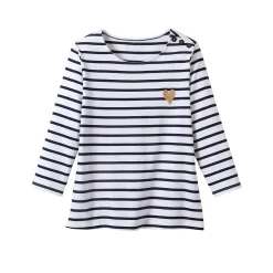 Marine-T-shirt met goudkleurig hartborduursel