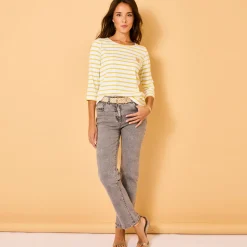 Marine-T-shirt met goudkleurig hartborduursel