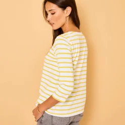 Marine-T-shirt met goudkleurig hartborduursel