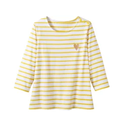 Marine-T-shirt met goudkleurig hartborduursel