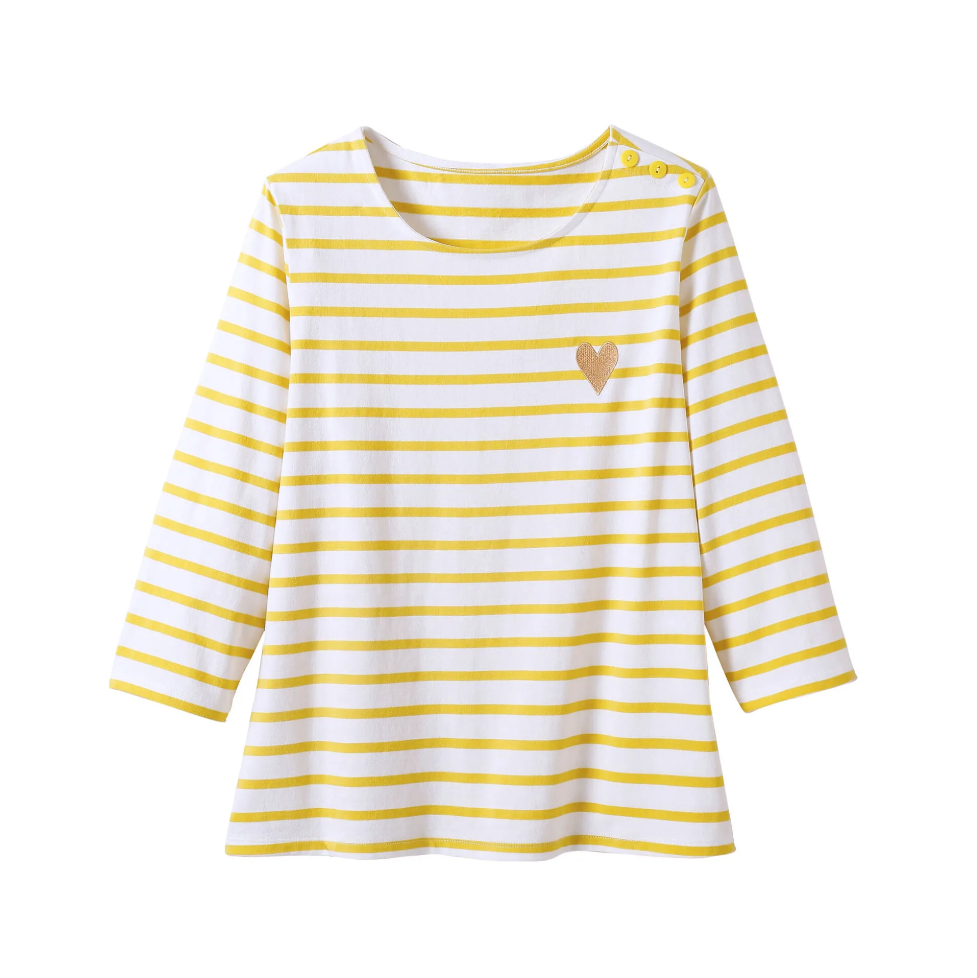 Marine-T-shirt met goudkleurig hartborduursel