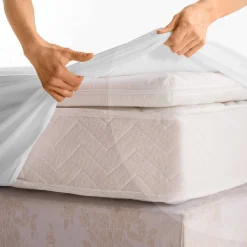 Matrasbeschermer in ondoorlatend molton, hoesmodel, voor dikke matras