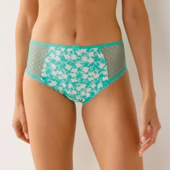 Maxislip in kant en katoen, effen en met bloemenprint, Tropea - set van 4