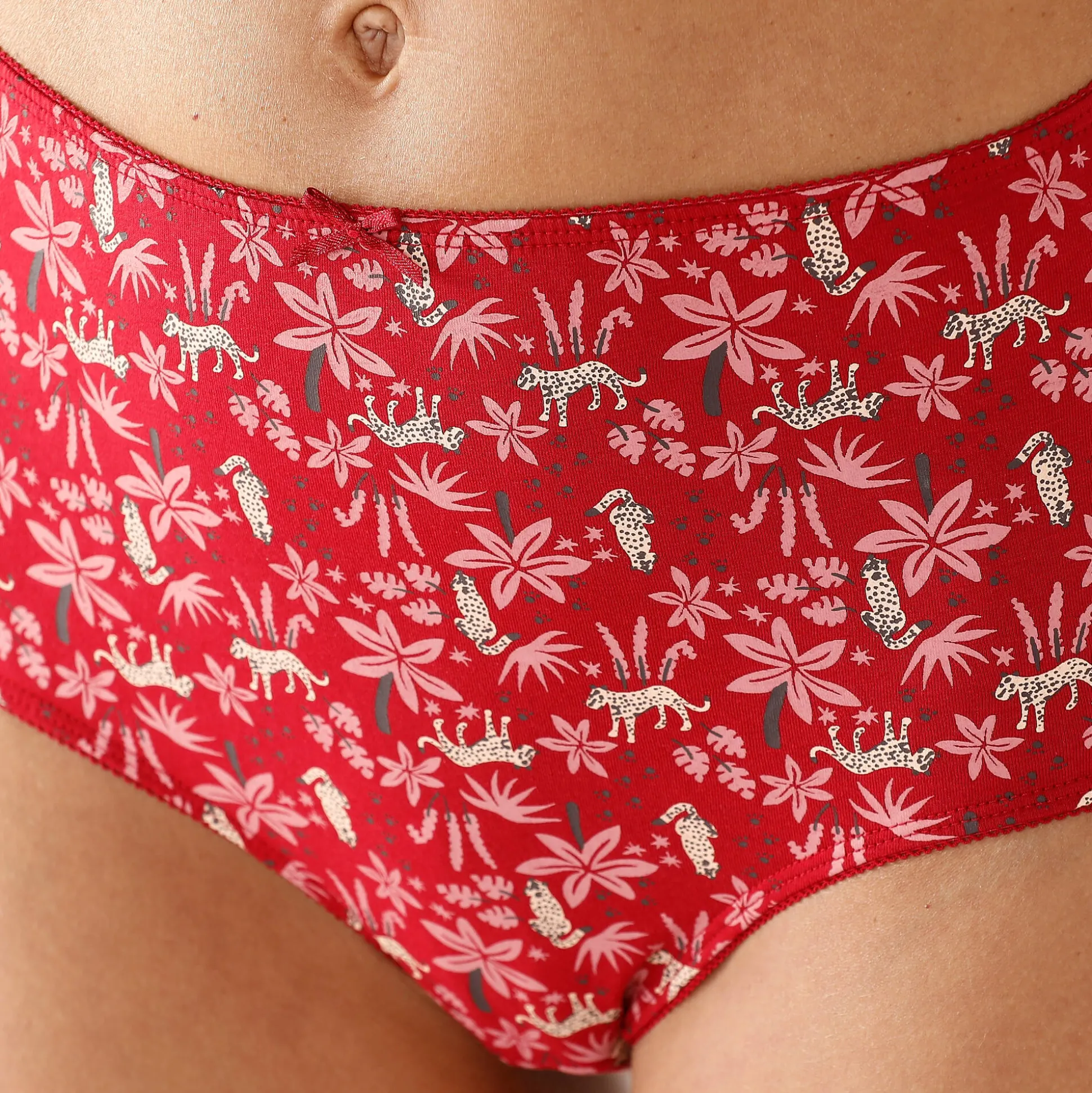 Maxislip in stretchkatoen met "panter" print - Set van 4