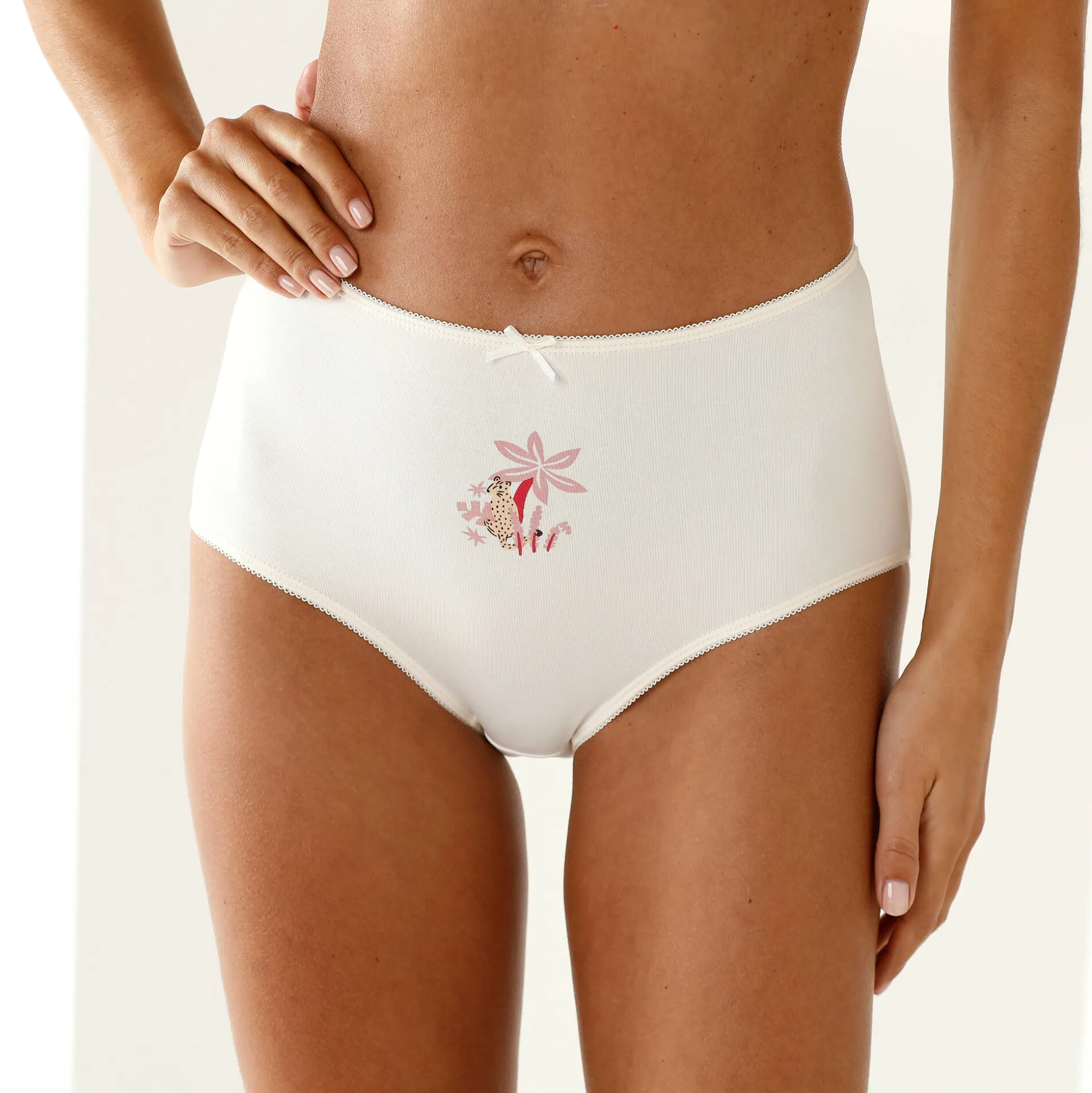 Maxislip in stretchkatoen met "panter" print - Set van 4
