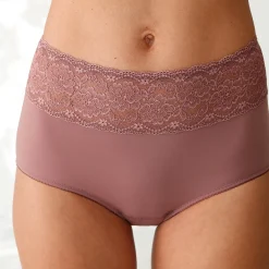 Maxislip met hoge taille en kanten tailleband in microvezel - set van 3
