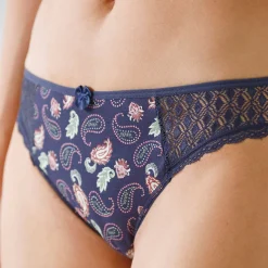 Midislip in katoen en kant met kasjmierprint Coria - set van 2