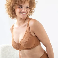 Minimizerbeha in geborduurde microvezel en tule Antioco - met flexibele beugels