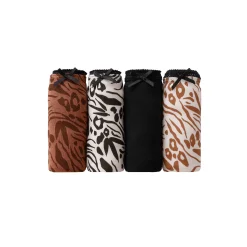 Minislip in katoen met dierenhuidprint - set van 4