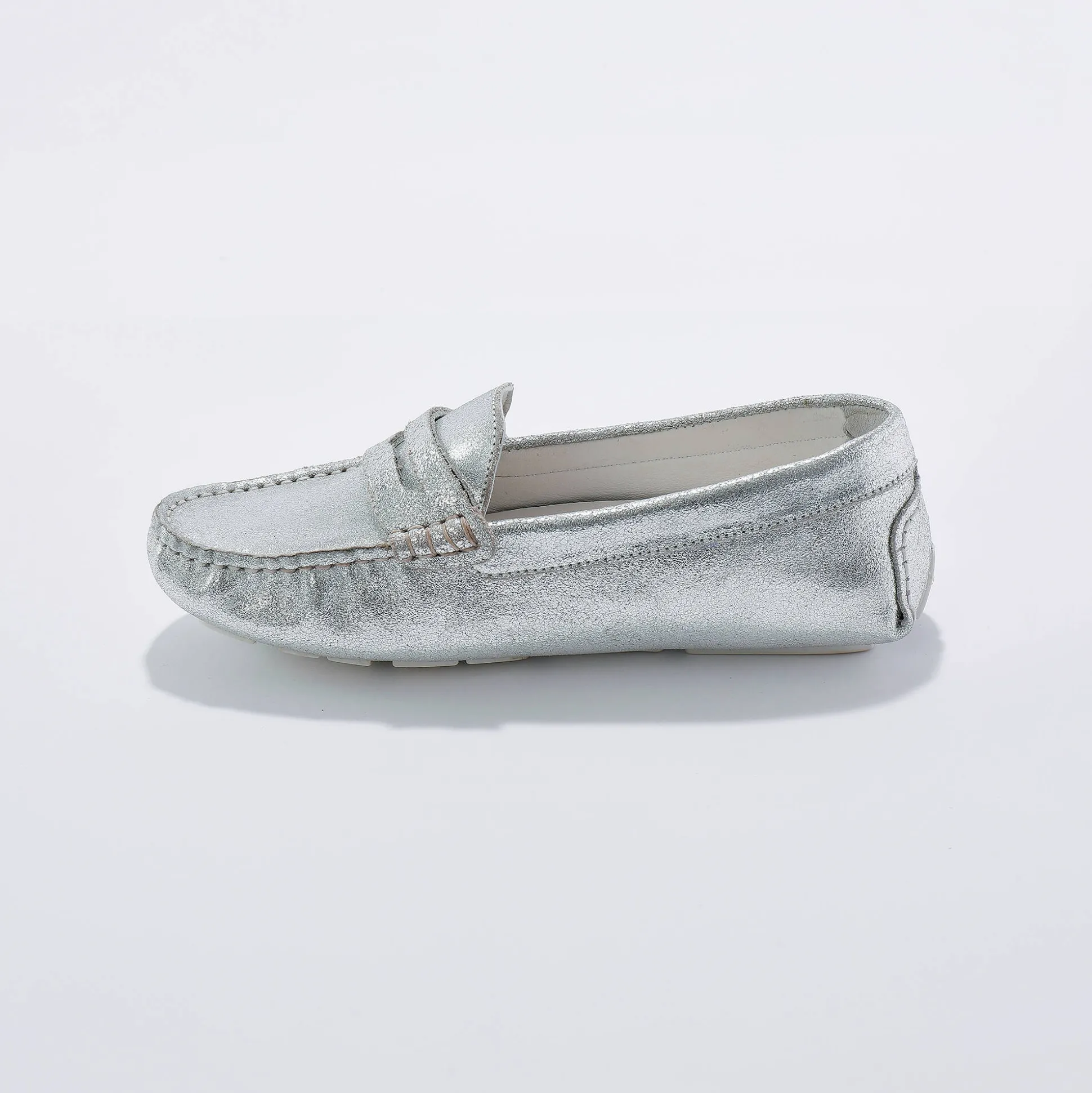 Mocassins in glad leer - zilverkleur