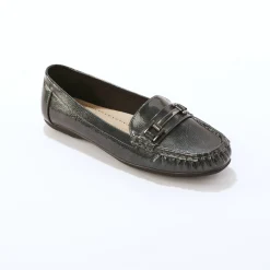 Mocassins met gesp, metallic effect