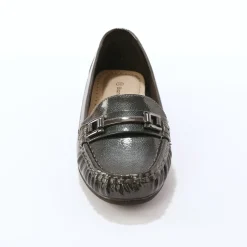 Mocassins met gesp, metallic effect