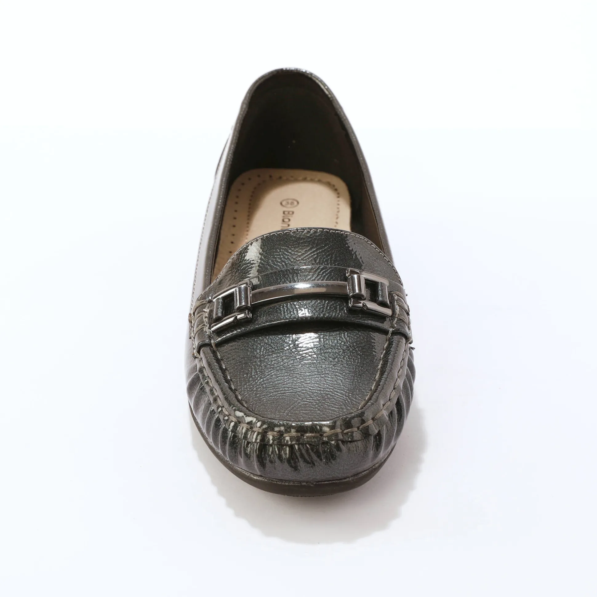 Mocassins met gesp, metallic effect