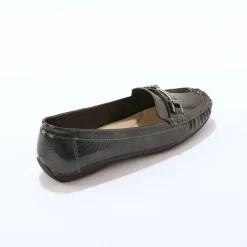 Mocassins met gesp, metallic effect