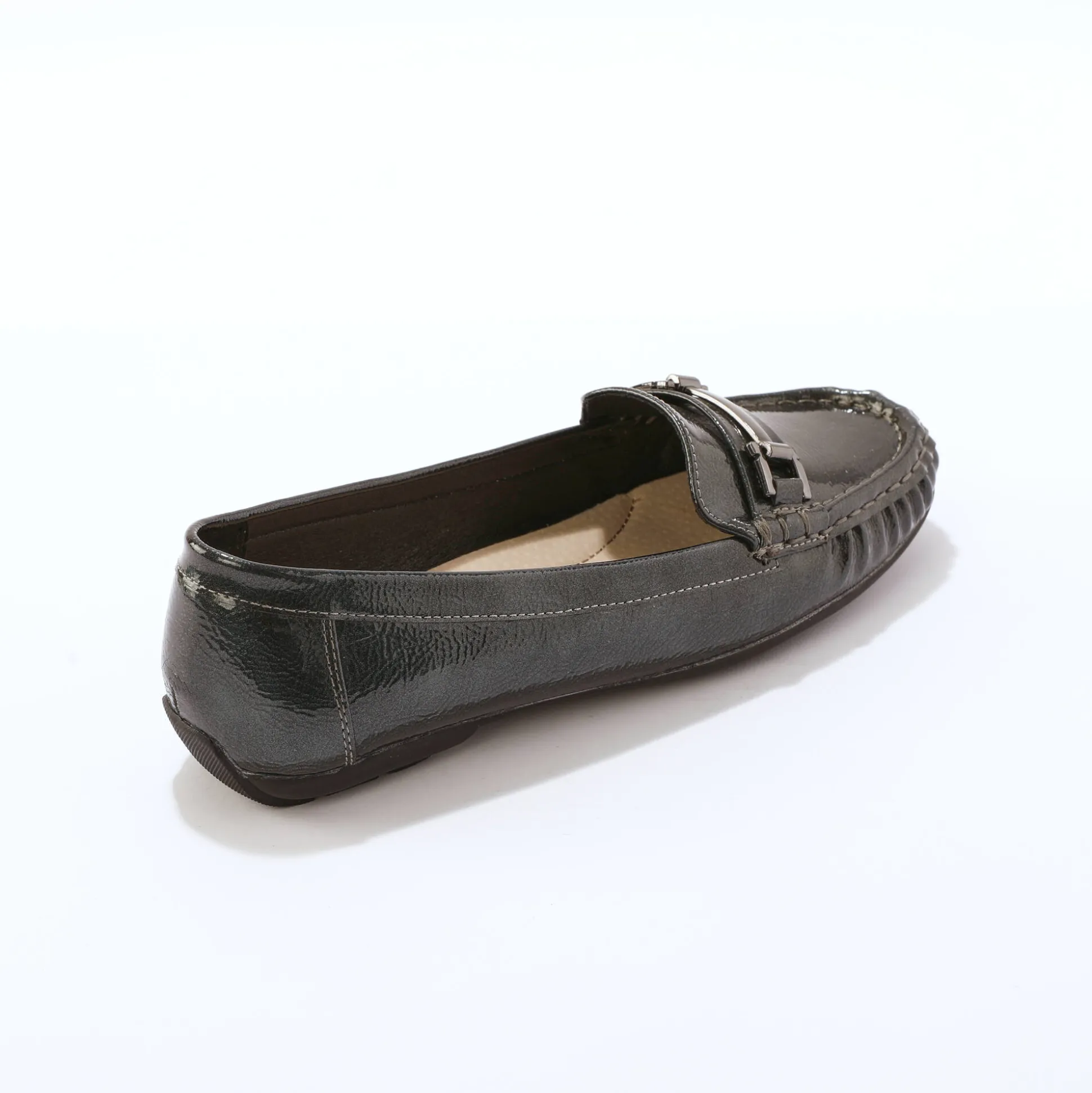 Mocassins met gesp, metallic effect