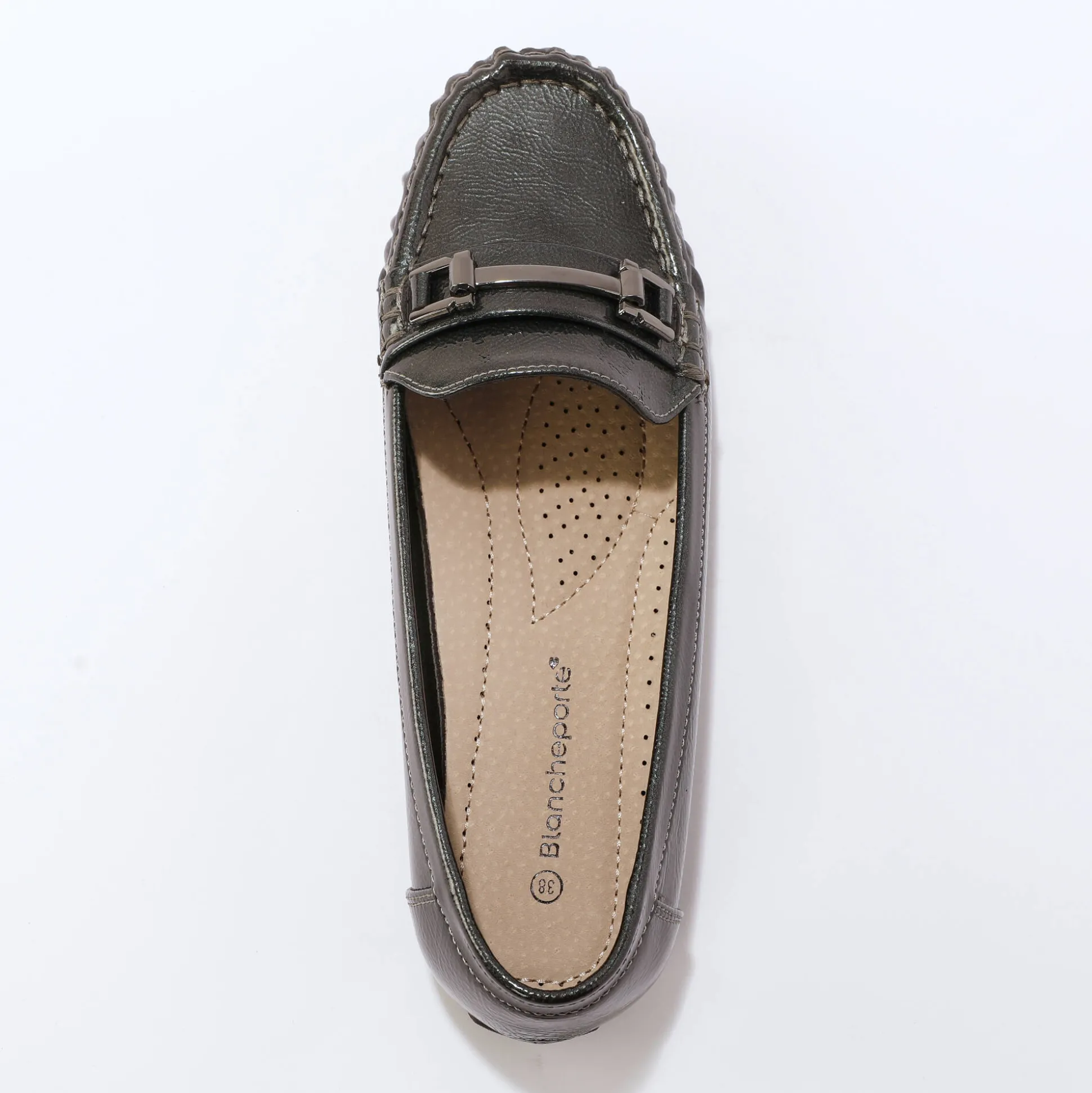 Mocassins met gesp, metallic effect