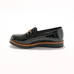 Mocassins met sleehak - gelakt kroko-effect