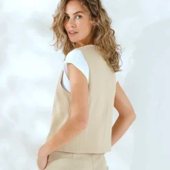 Mouwloos 'ober' jasje, soepele crêpe