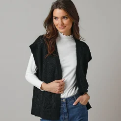 Mouwloos vest, fantasietricot