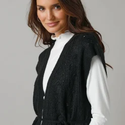Mouwloos vest, fantasietricot