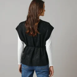 Mouwloos vest, fantasietricot