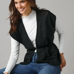 Mouwloos vest, fantasietricot