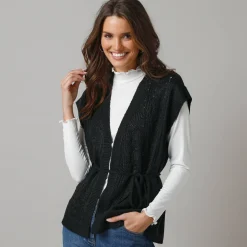 Mouwloos vest, fantasietricot