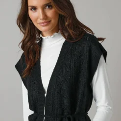 Mouwloos vest, fantasietricot