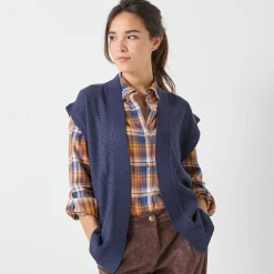 Mouwloos vest, fantasietricot