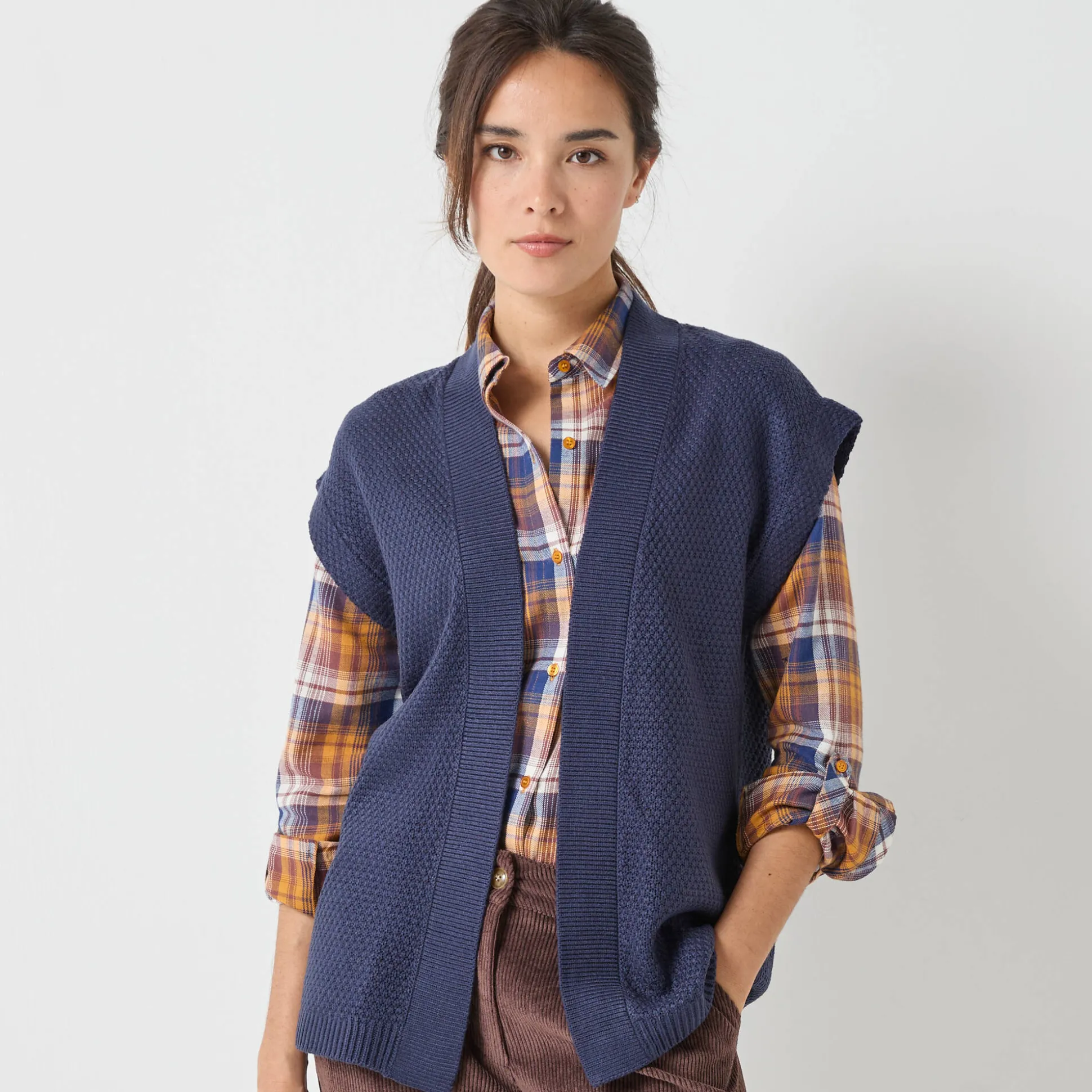 Mouwloos vest, fantasietricot