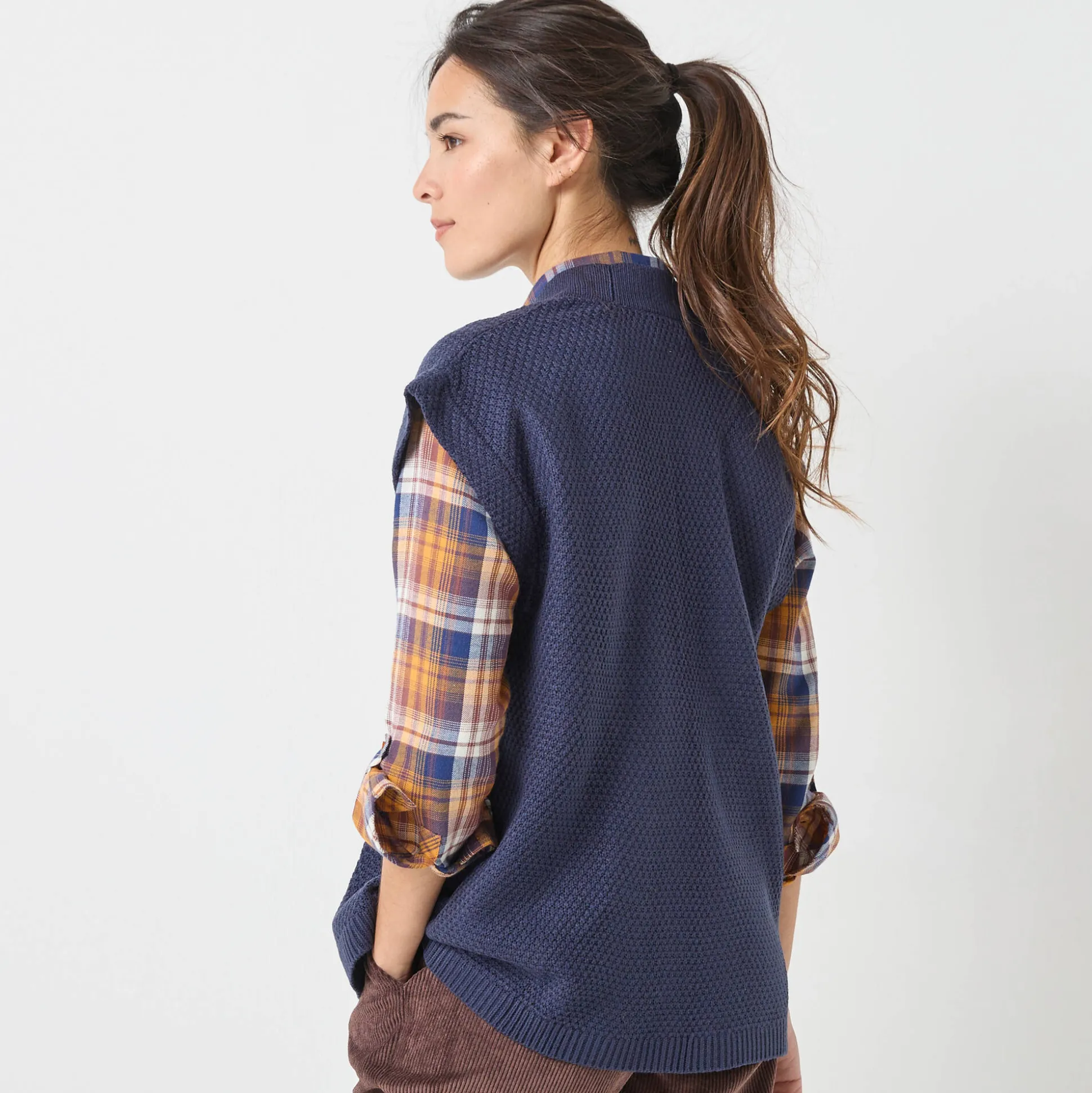 Mouwloos vest, fantasietricot
