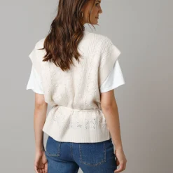 Mouwloos vest, fantasietricot