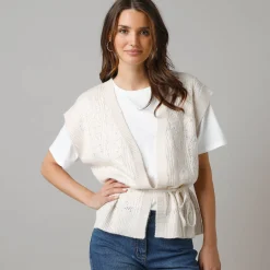 Mouwloos vest, fantasietricot
