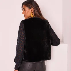 Mouwloos vest in imitatiebont