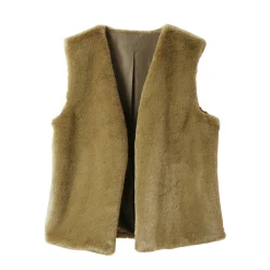 Mouwloos vest in imitatiebont