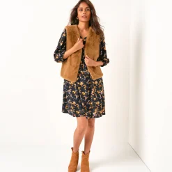 Mouwloos vest in imitatiebont