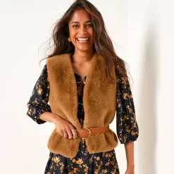 Mouwloos vest in imitatiebont