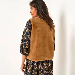 Mouwloos vest in imitatiebont