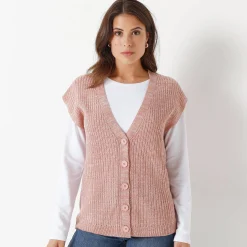 Mouwloos vest met knopen