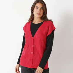 Mouwloos vest met knopen