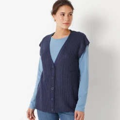 Mouwloos vest met knopen