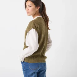 Mouwloos vest met knopen, patenttricot