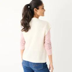 Mouwloos vest met knopen, patenttricot
