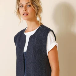 Mouwloos vest met ronde hals