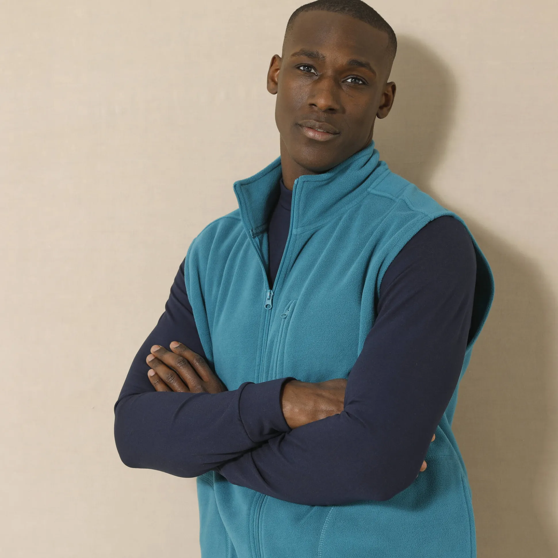 Mouwloze blouson met rits, in fleece