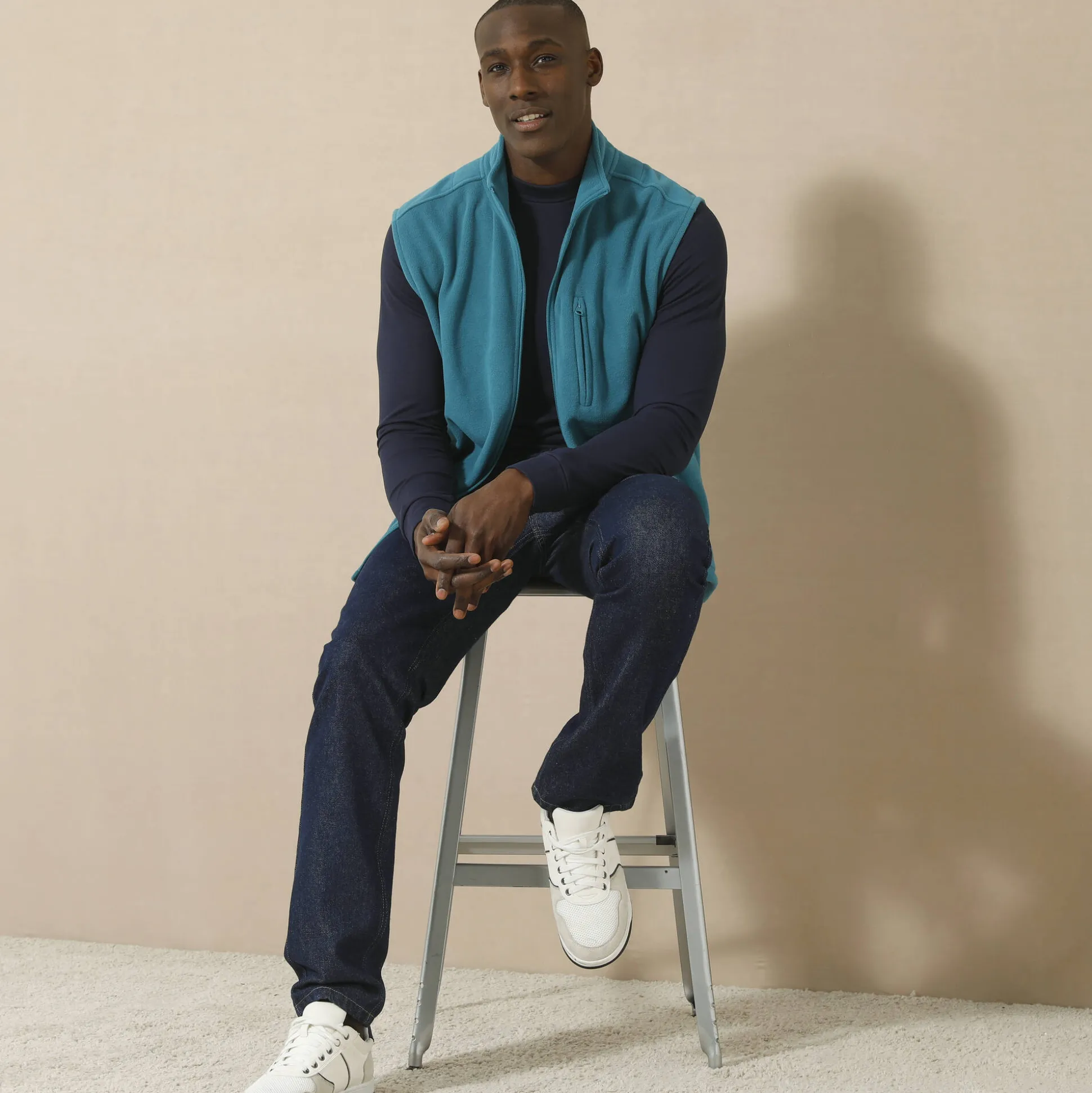 Mouwloze blouson met rits, in fleece