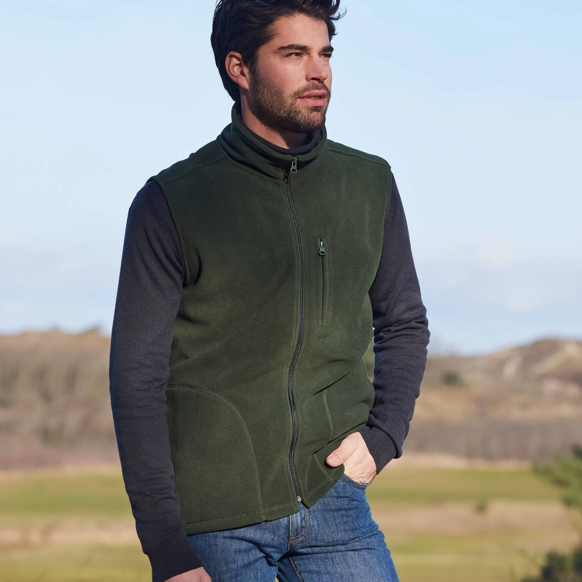 Mouwloze blouson met rits, in fleece